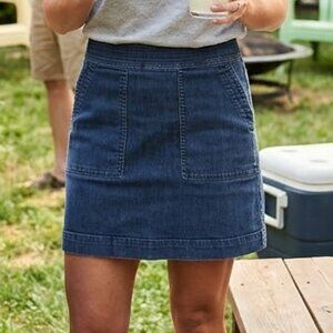 Loft Denim Patch Pocket Miniskirt Medium Blue Wash Zip Back Womens Size 4